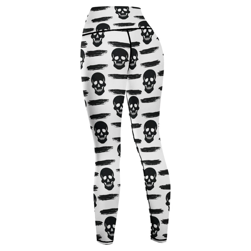 Brushstrokes Skull Design Yoga Pants