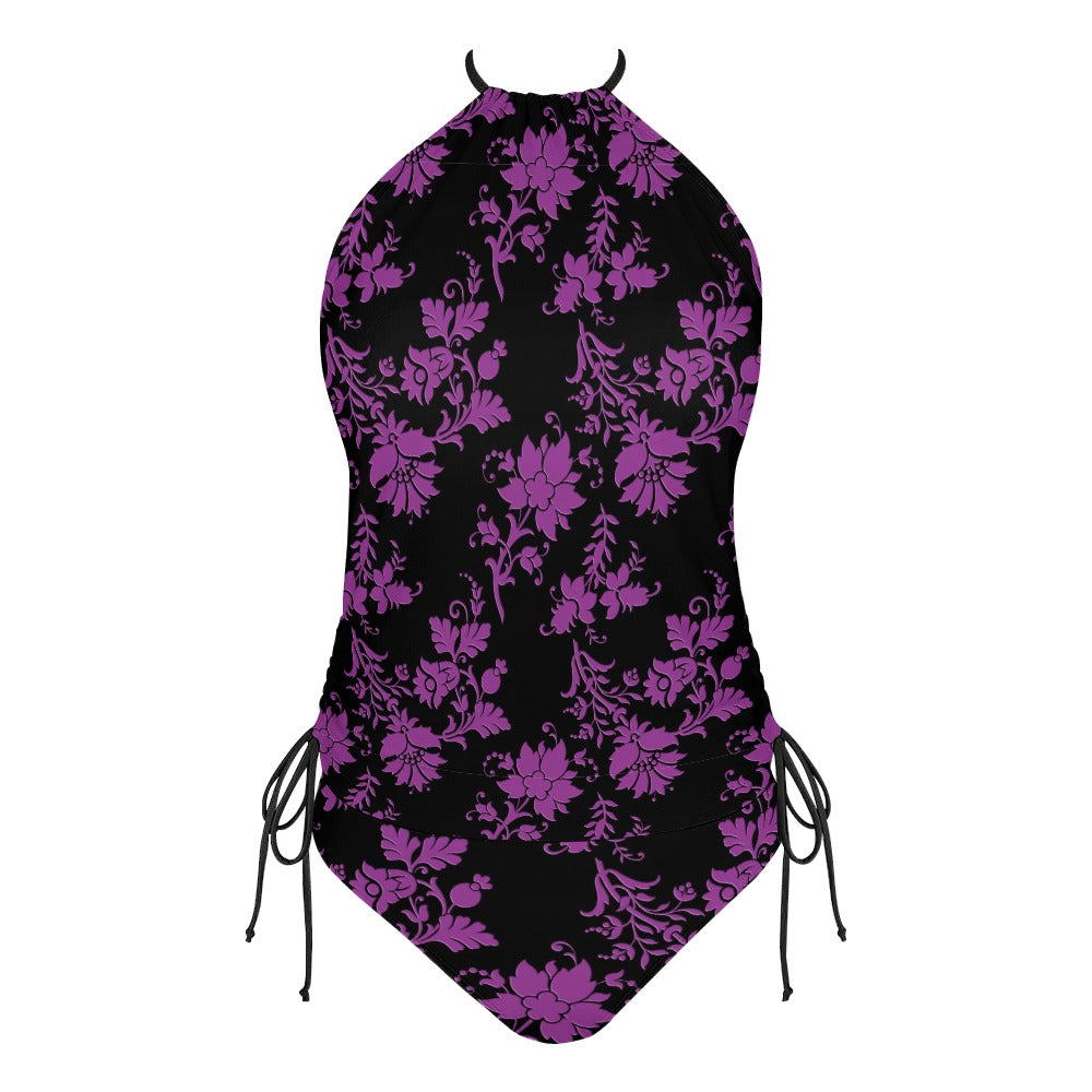 Purple Flowers Two Piece Swimsuit
