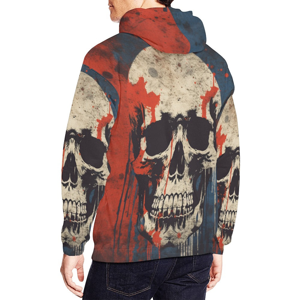 Red And Blue Skull Hoodie