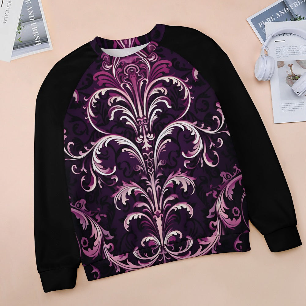 Gothic Purple Design Raglan Round Neck Sweater