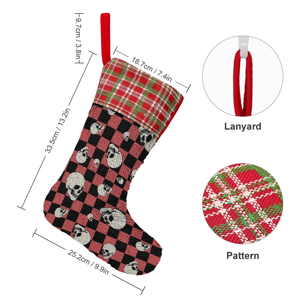 Checkers And Skulls Christmas Stocking