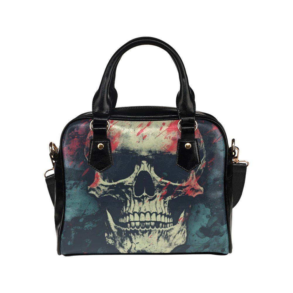 Grunge Skull Splatter Shoulder Handbag