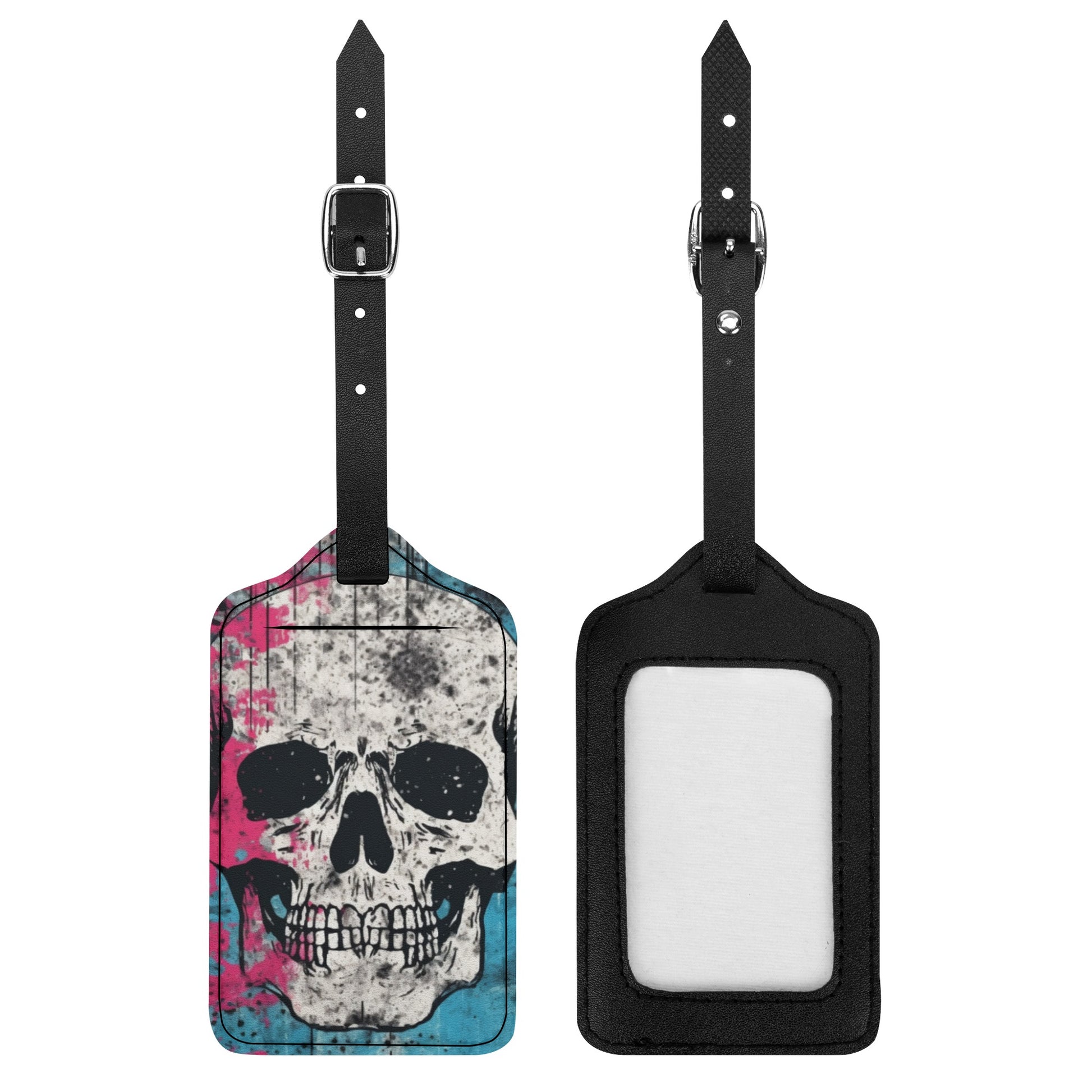 Blue And Pink Skull Luggage Tag