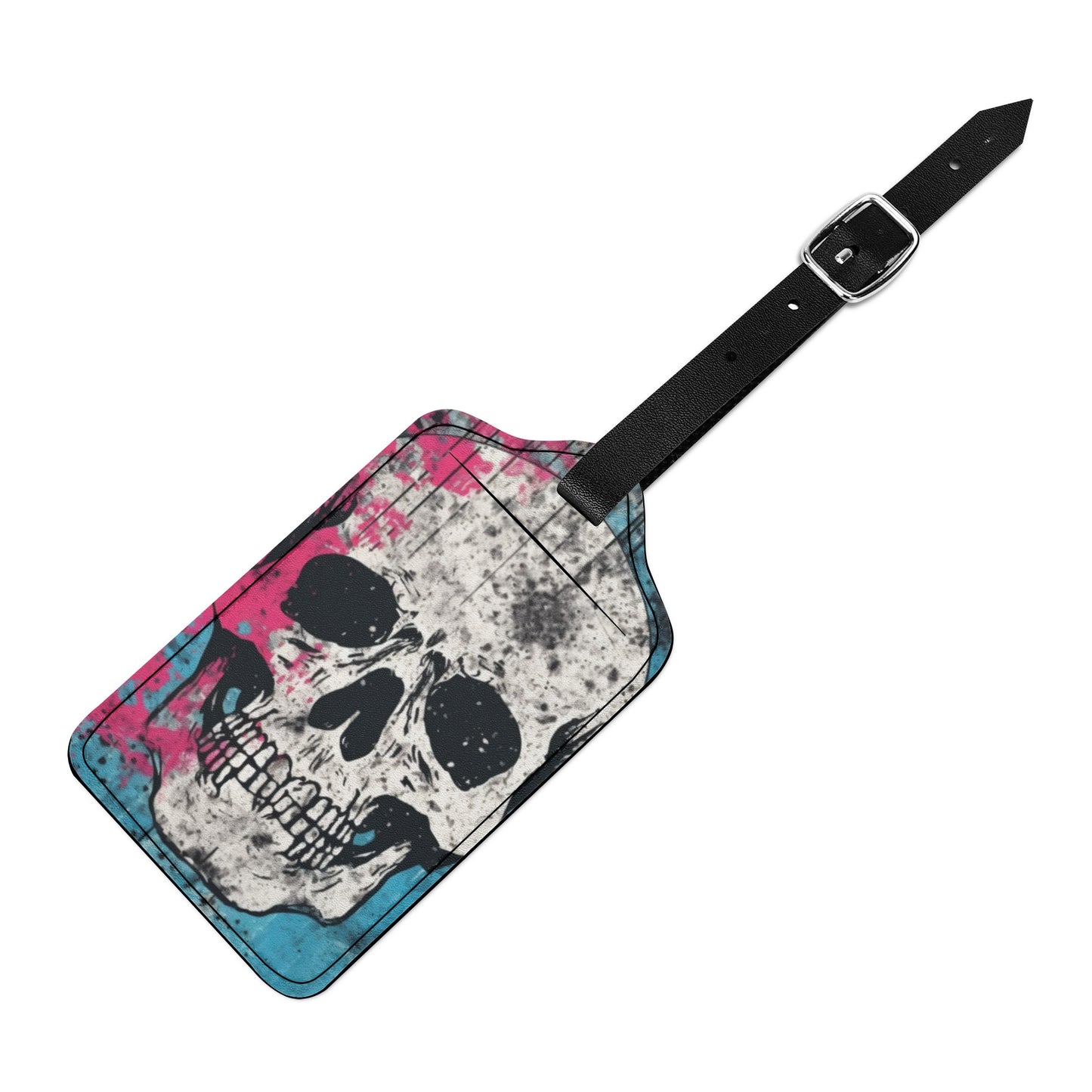 Blue And Pink Skull Luggage Tag