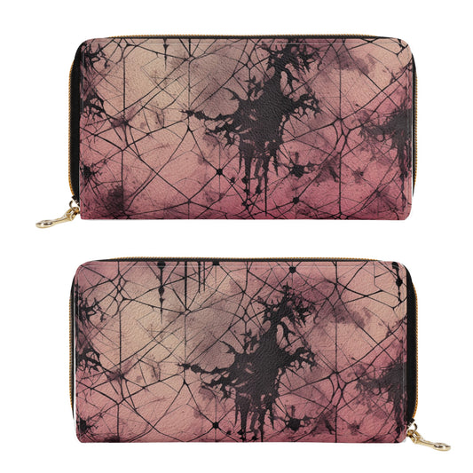 Gothic Pink Leather Zipper Purse