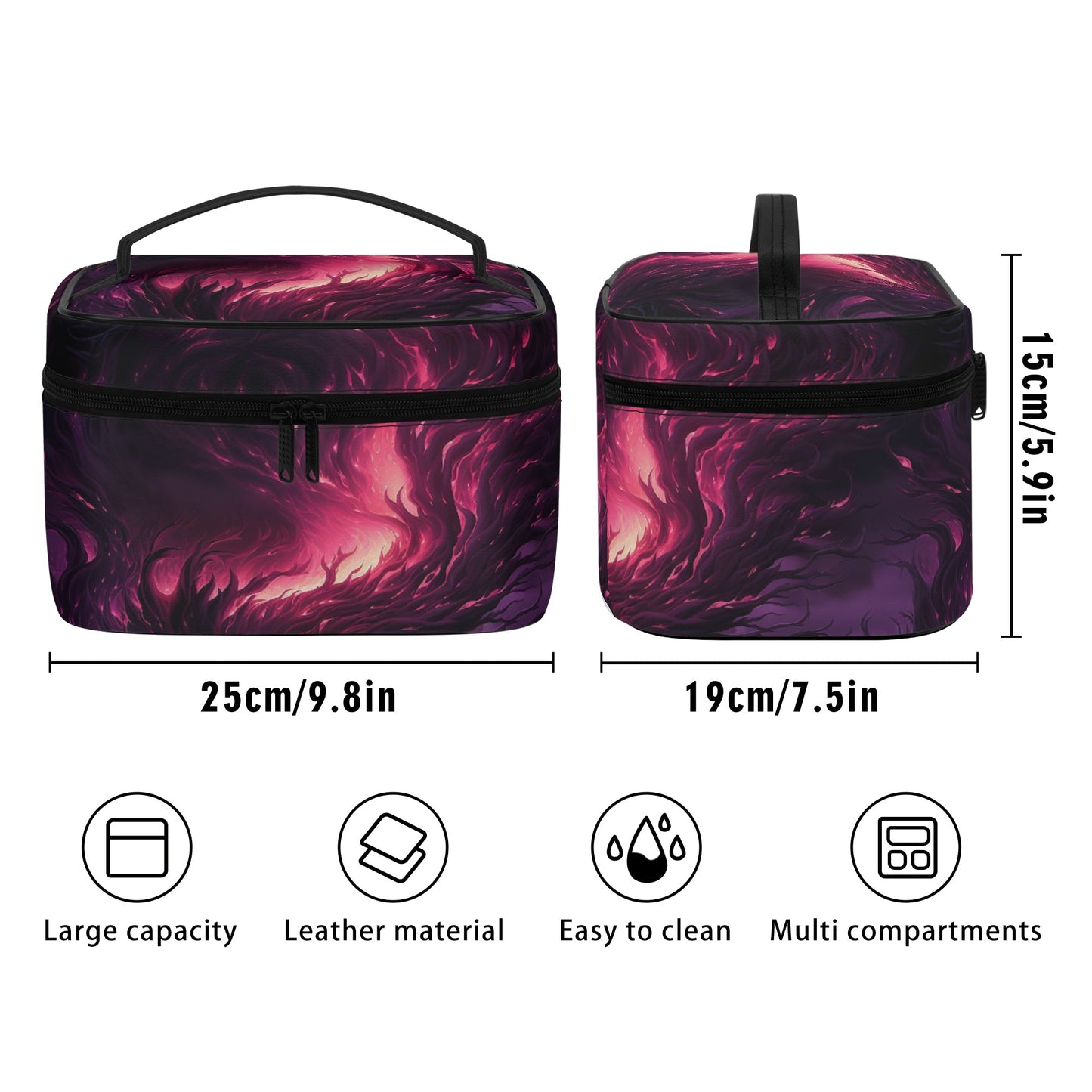 Midnight Pink Leather Cosmetic Bag