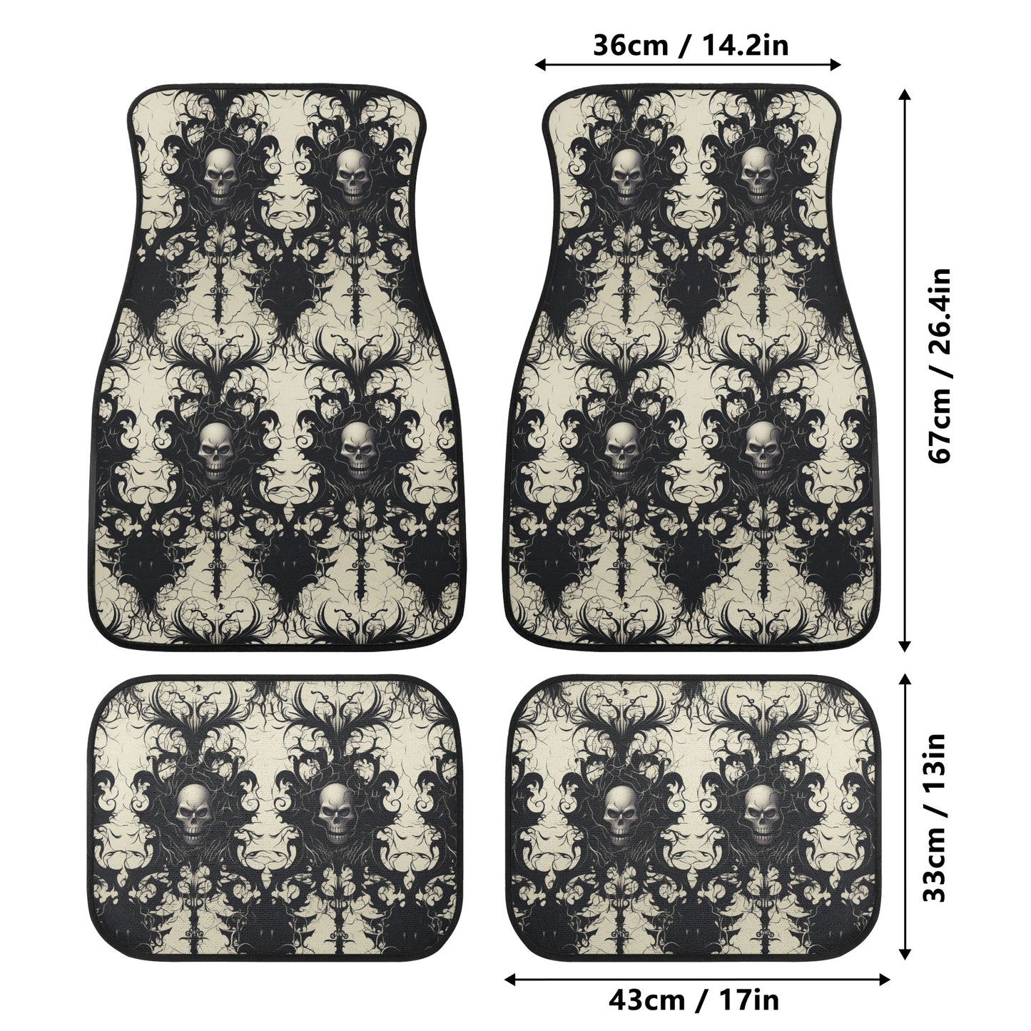 Gothic Skulls Car Floor Mats (Set of 4)