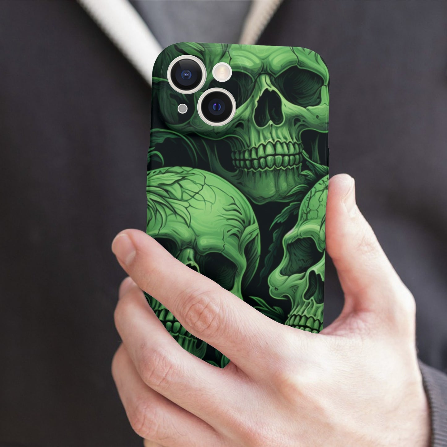 Green Skulls iPhone 15 Phone Case