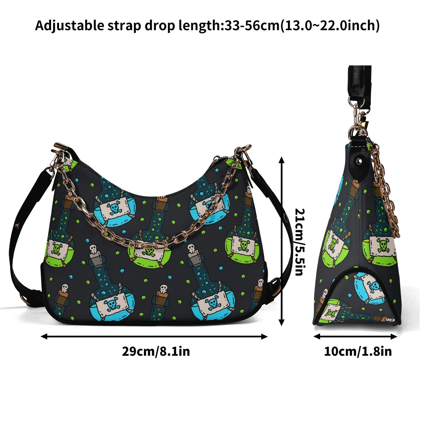 Poison Bottles Leather Hand Bag With Chain