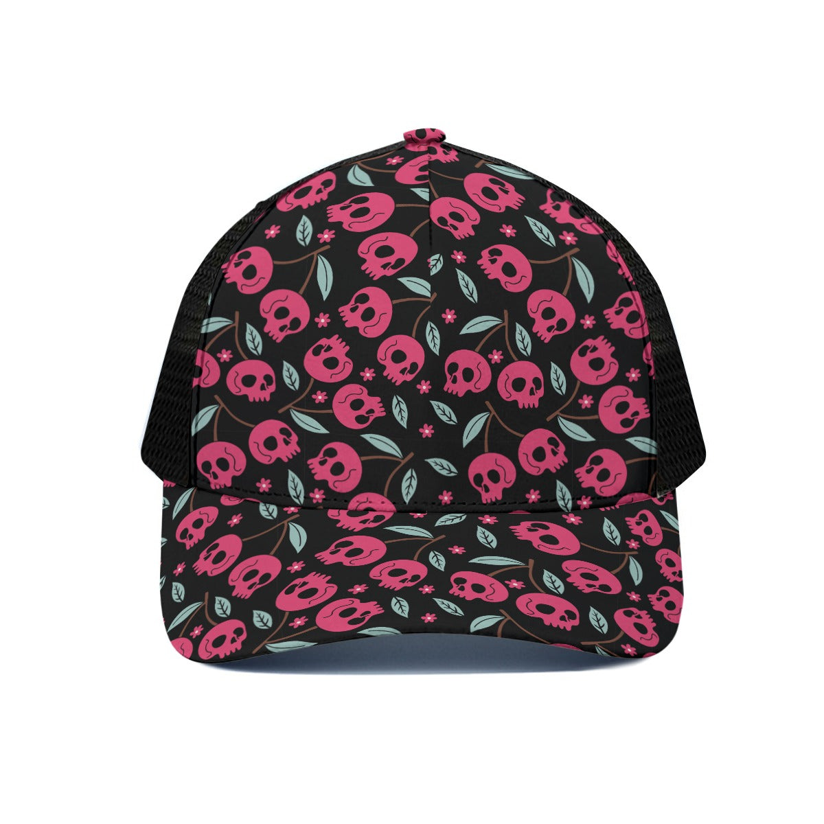 Cherry Skulls Trucker Hat With Black Half-mesh