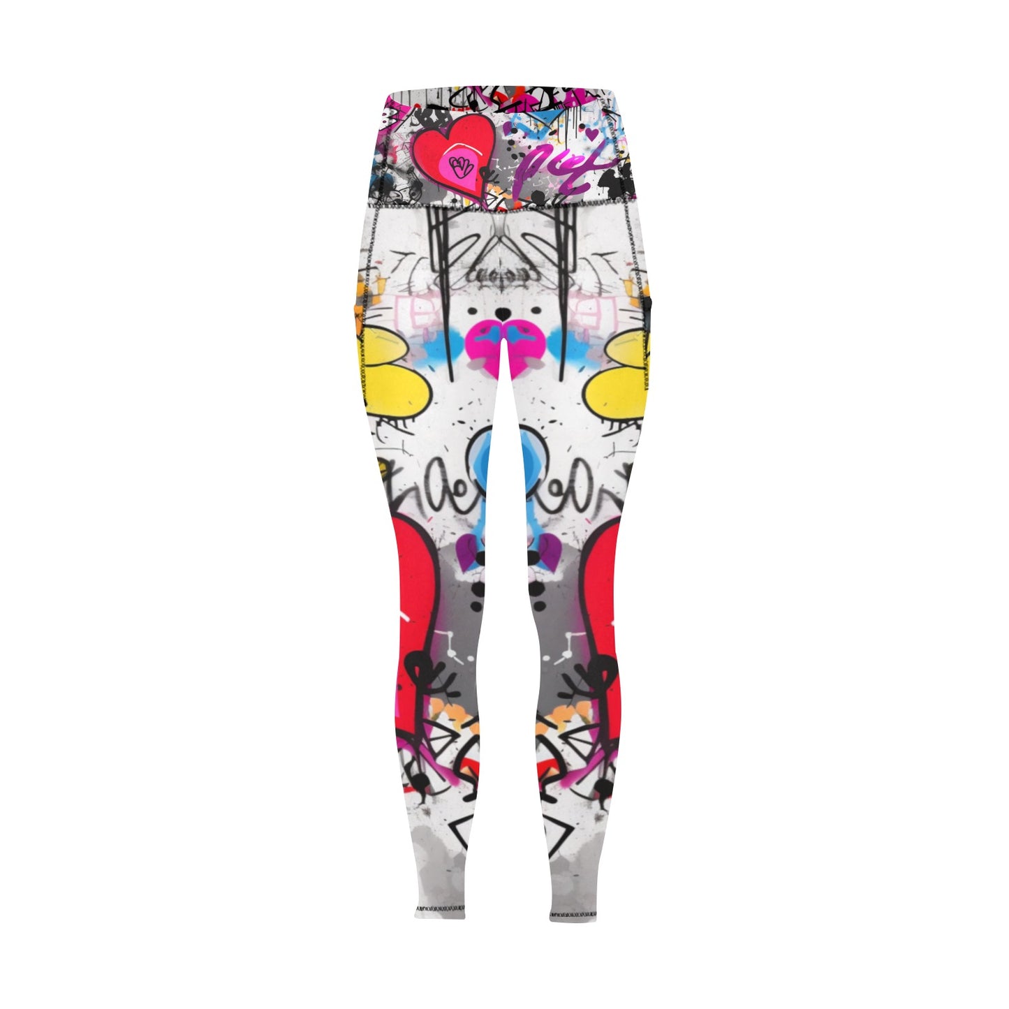 Graffiti Punk Design Leggings with Pockets