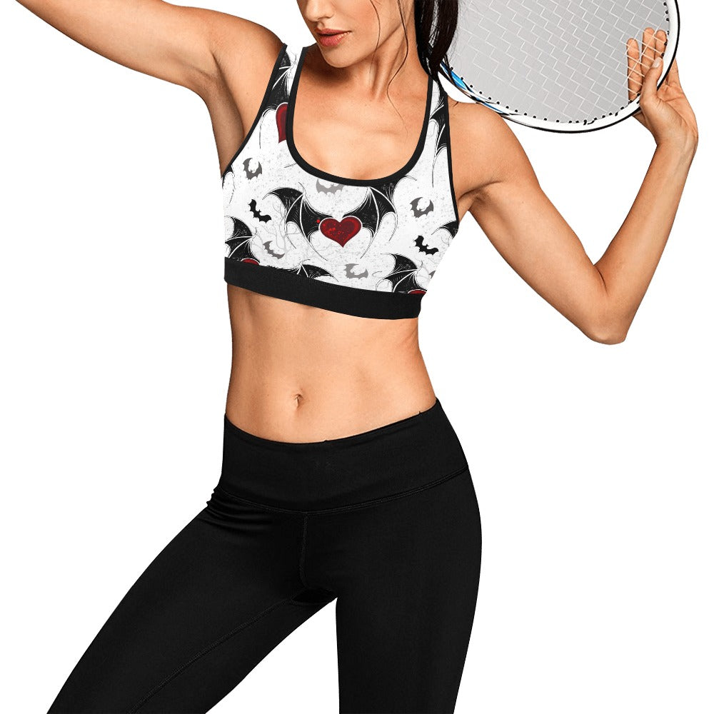 Bats And Hearts Sports Bra