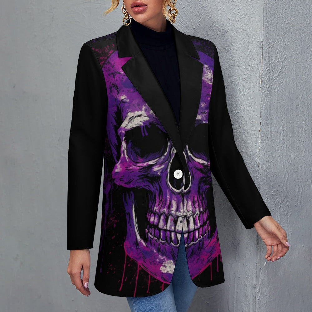 Purple Splatter Skull Casual Suit Jacket