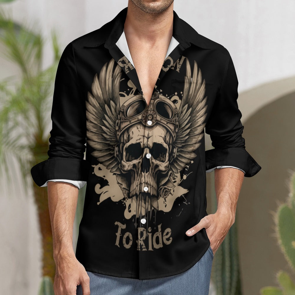 Born To Ride Casual One Pocket Long Sleeve Shirt