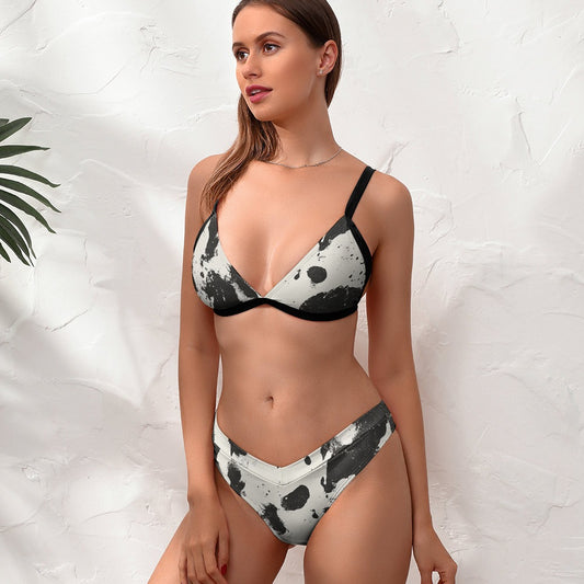 Black Splatters Two Piece Bikini Swimsuit