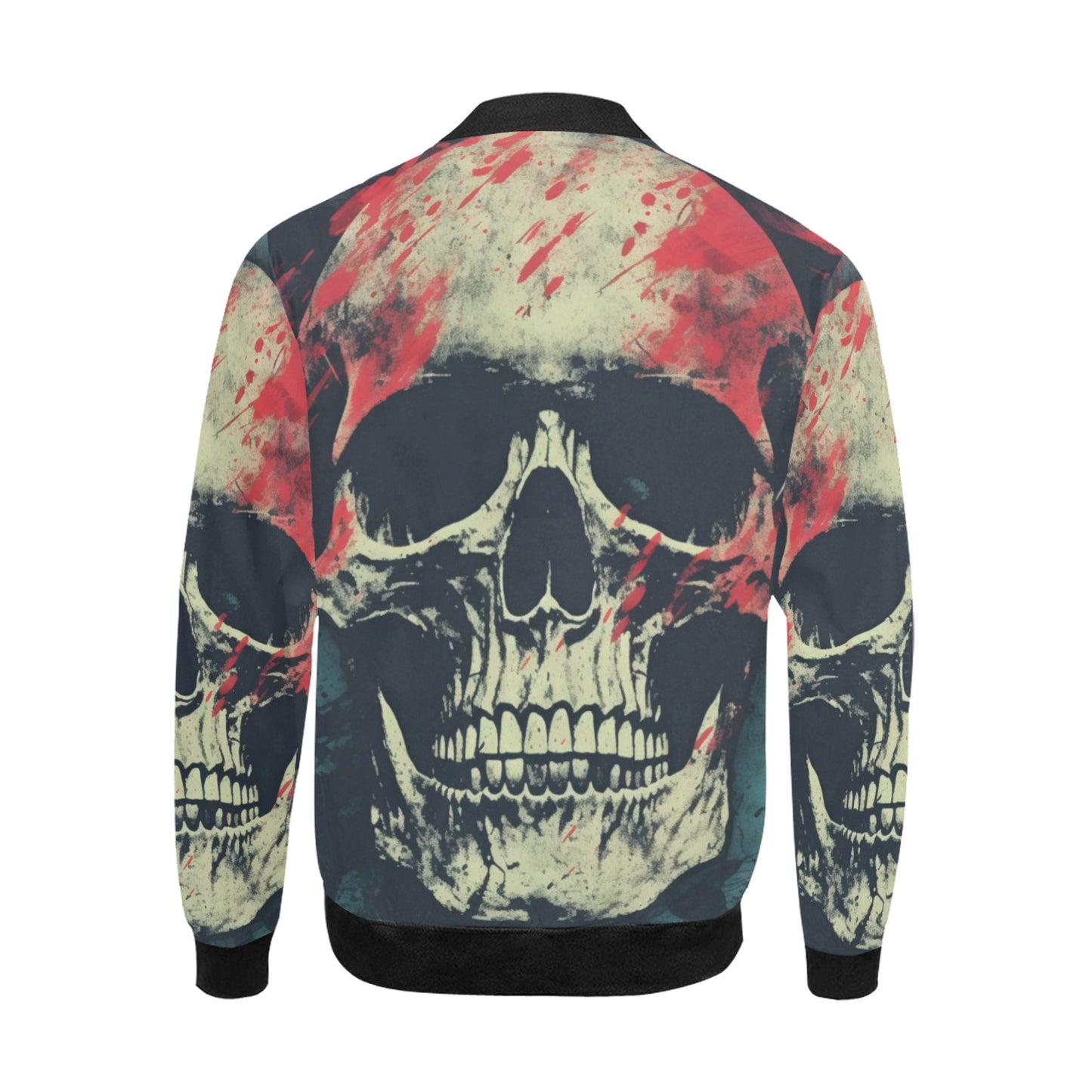 Grunge Skull Splattered Pattern Bomber Jacket