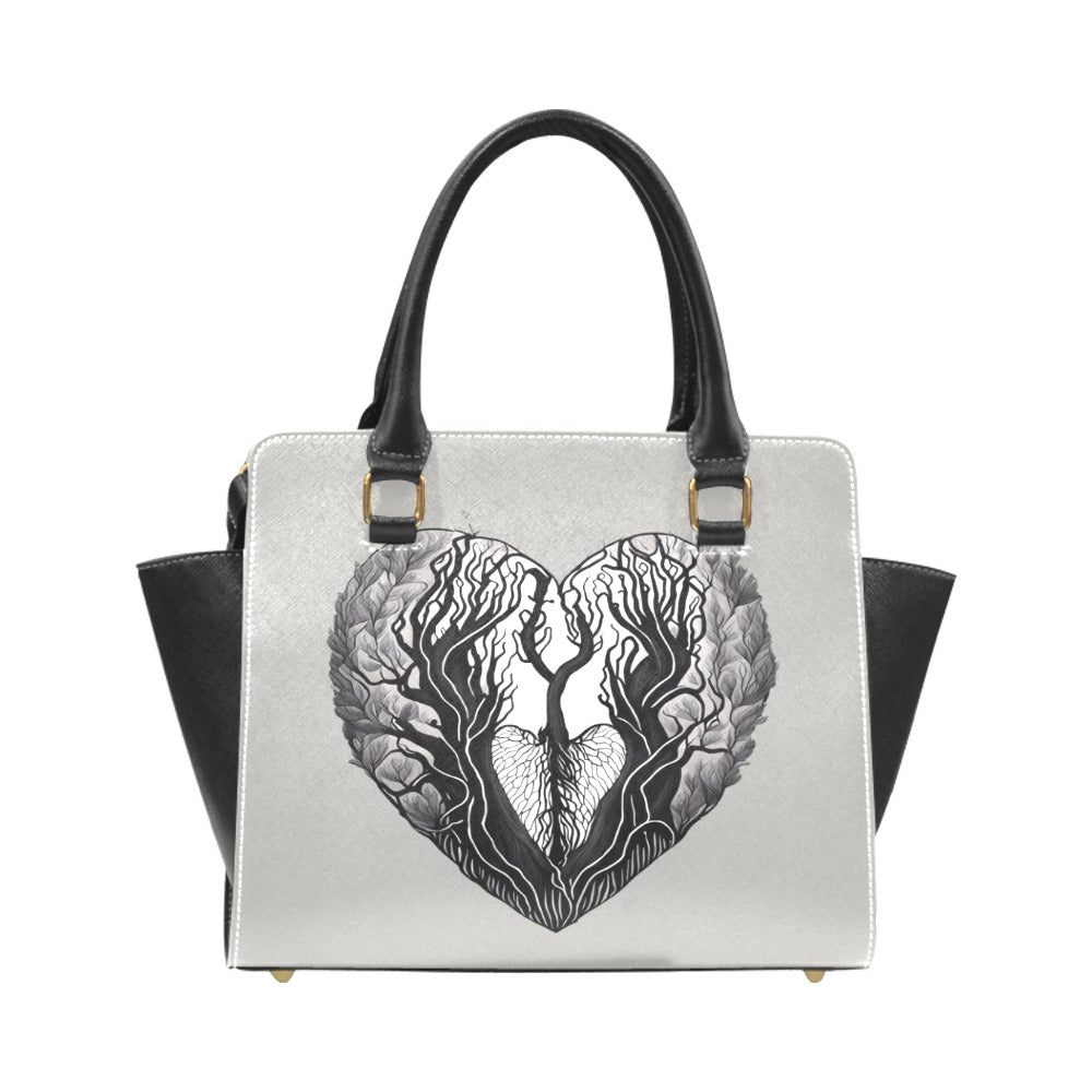 Gothic Black Heart Rivet Shoulder Handbag