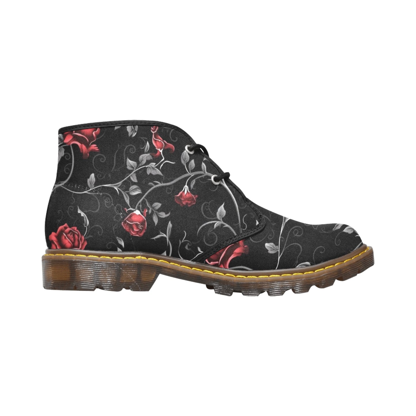 Gothic Rose And Vines Canvas Chukka Boots