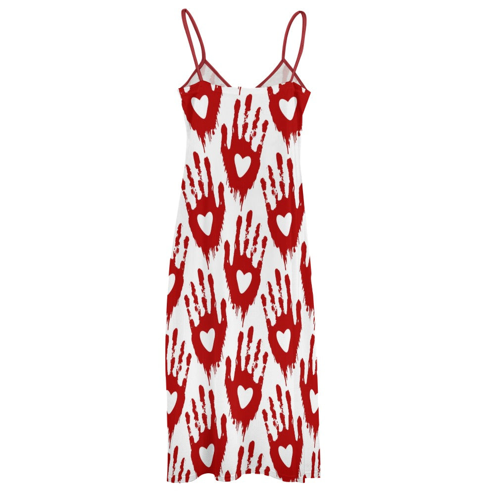 Bloody Heart hands Sling Ankle Long Dress