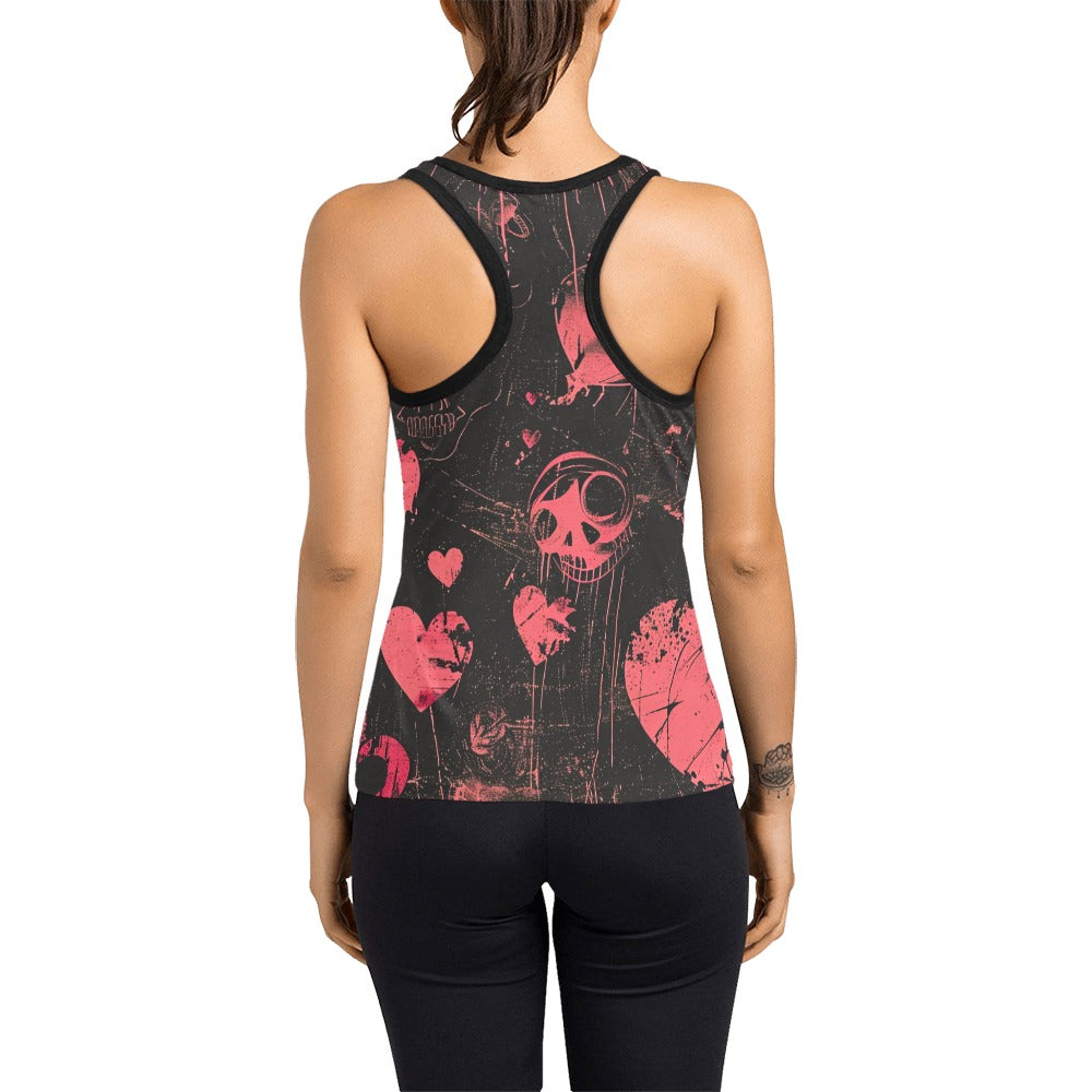 Gothic Faded Hearts Racerback Tank Top