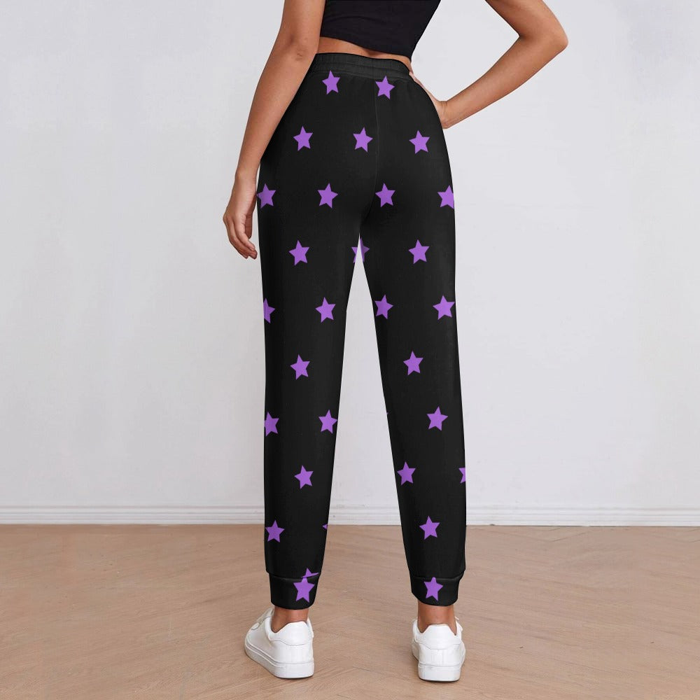 Purple Stars Black Sweatpants