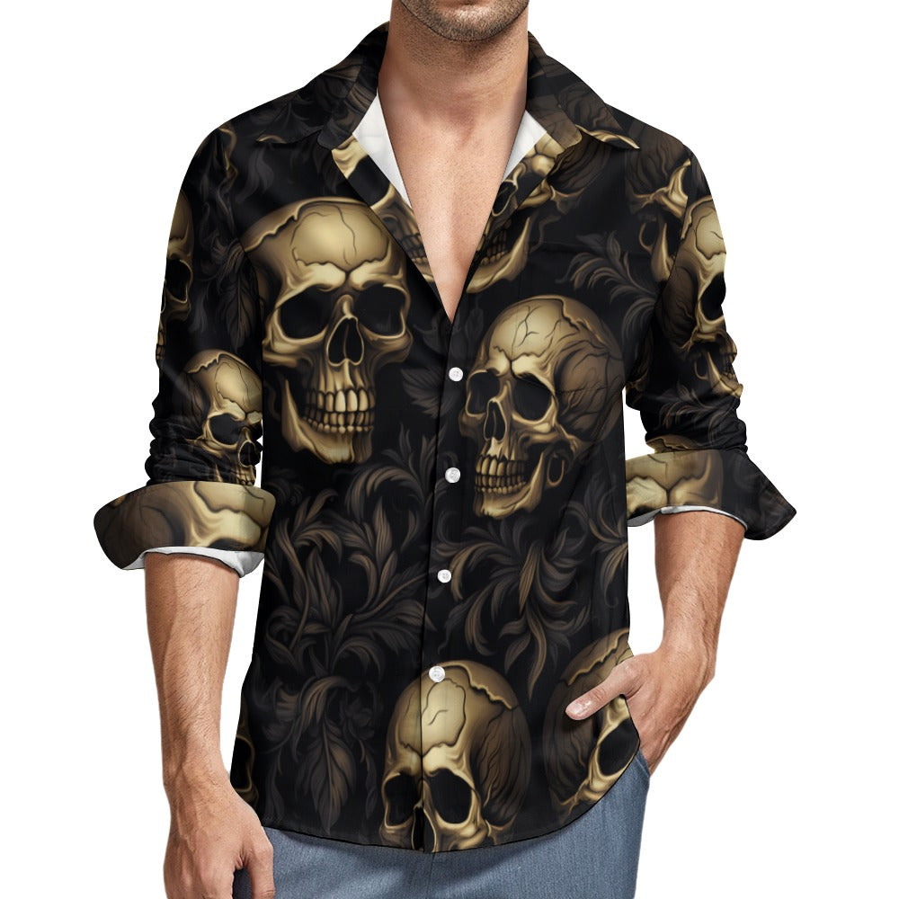 Light Skulls Casual One Pocket Long Sleeve Shirt