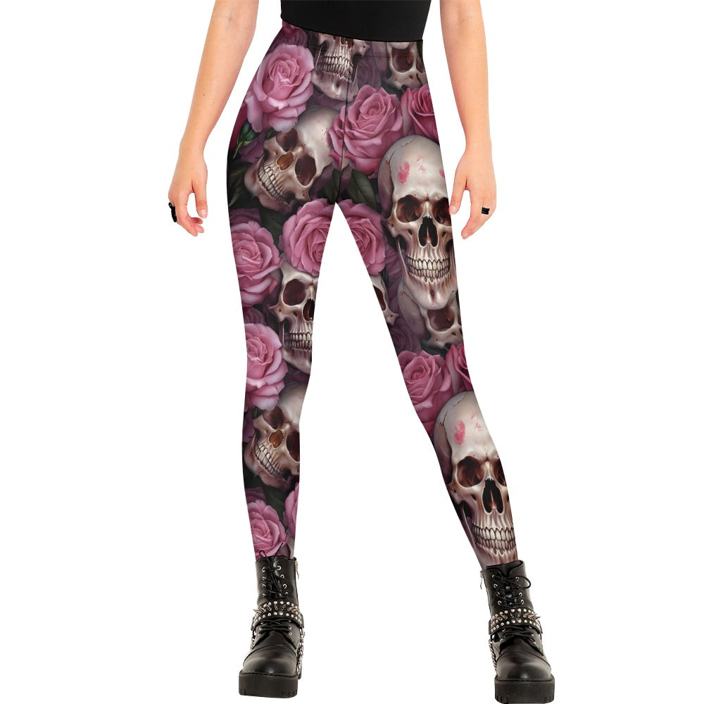 Skulls And Pink Roses Leggings – Grim Haven Clothing