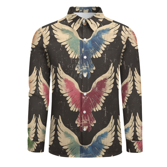 Phoenix Wings Casual One Pocket Long Sleeve Shirt