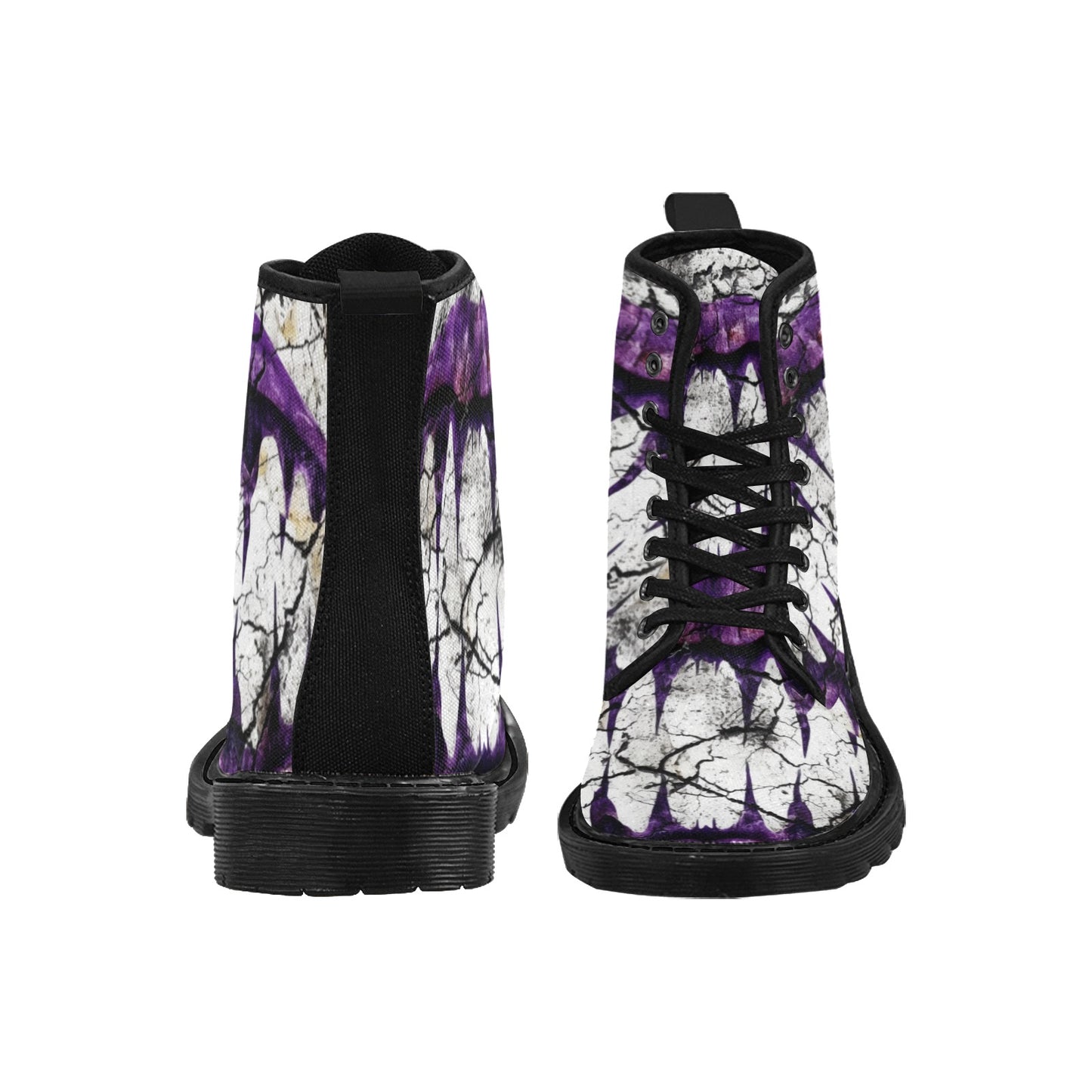 Purple Marking Lace Up Canvas Boots