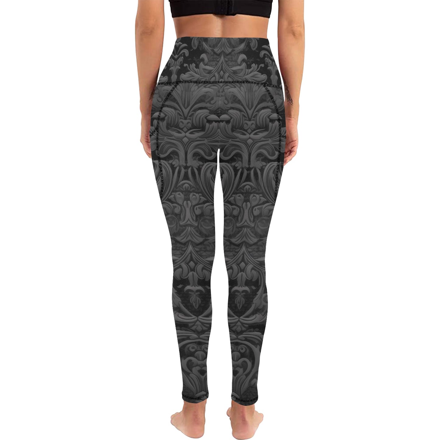 Dark Gothic Design Leggings with Pockets