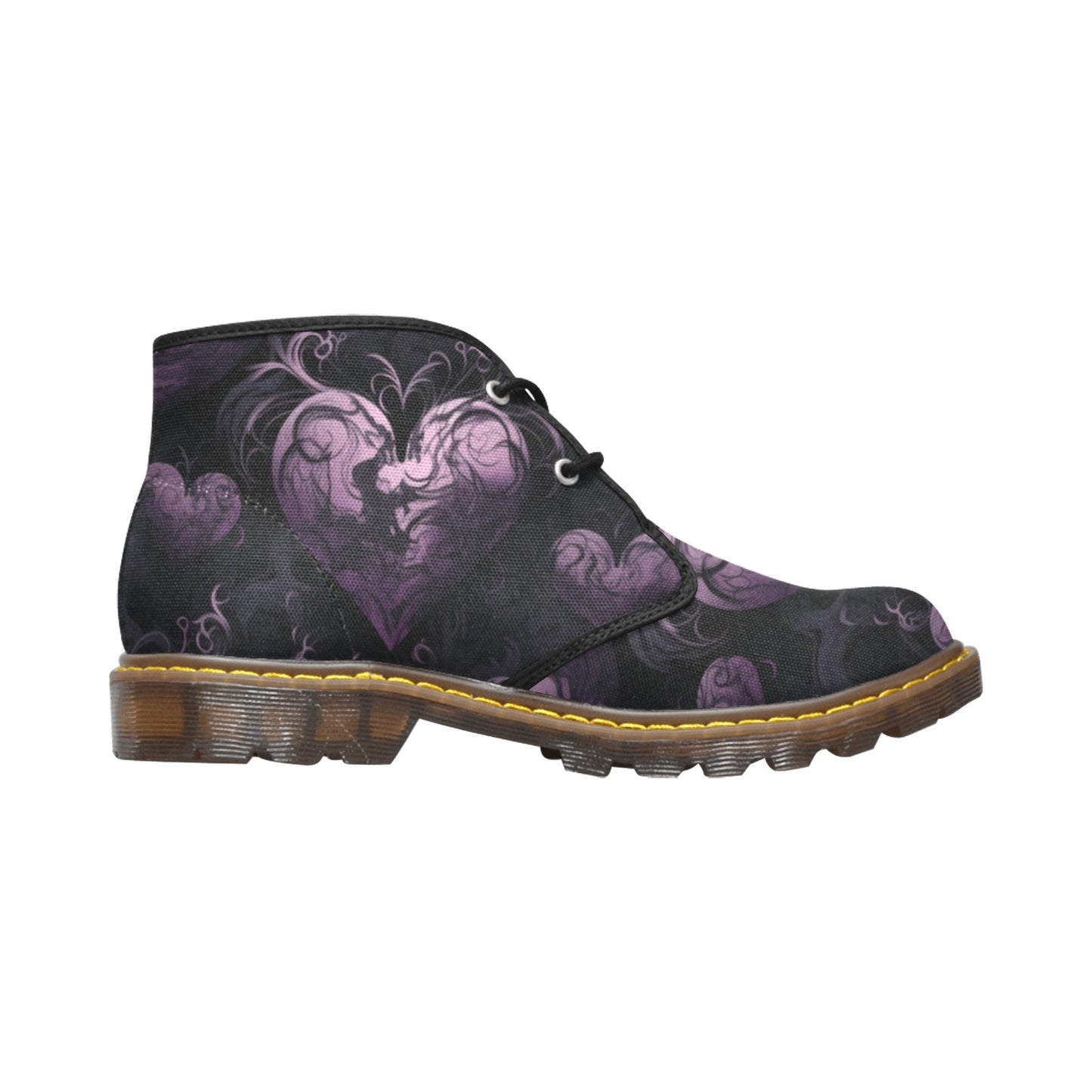 Gothic Purple Hearts Canvas Chukka Boots