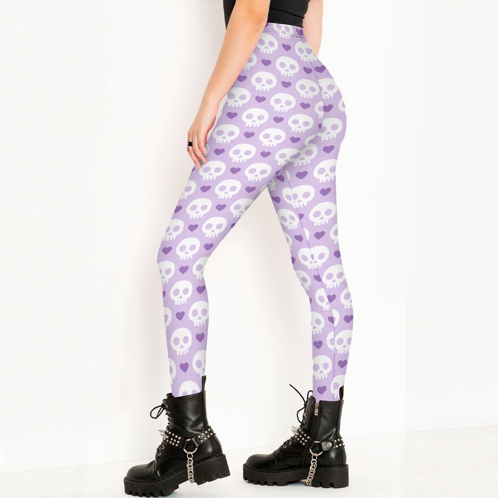 Cute Purple Skulls Leggings