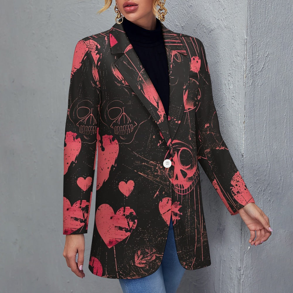 Faded Gothic Pink Casual Suit Jacket