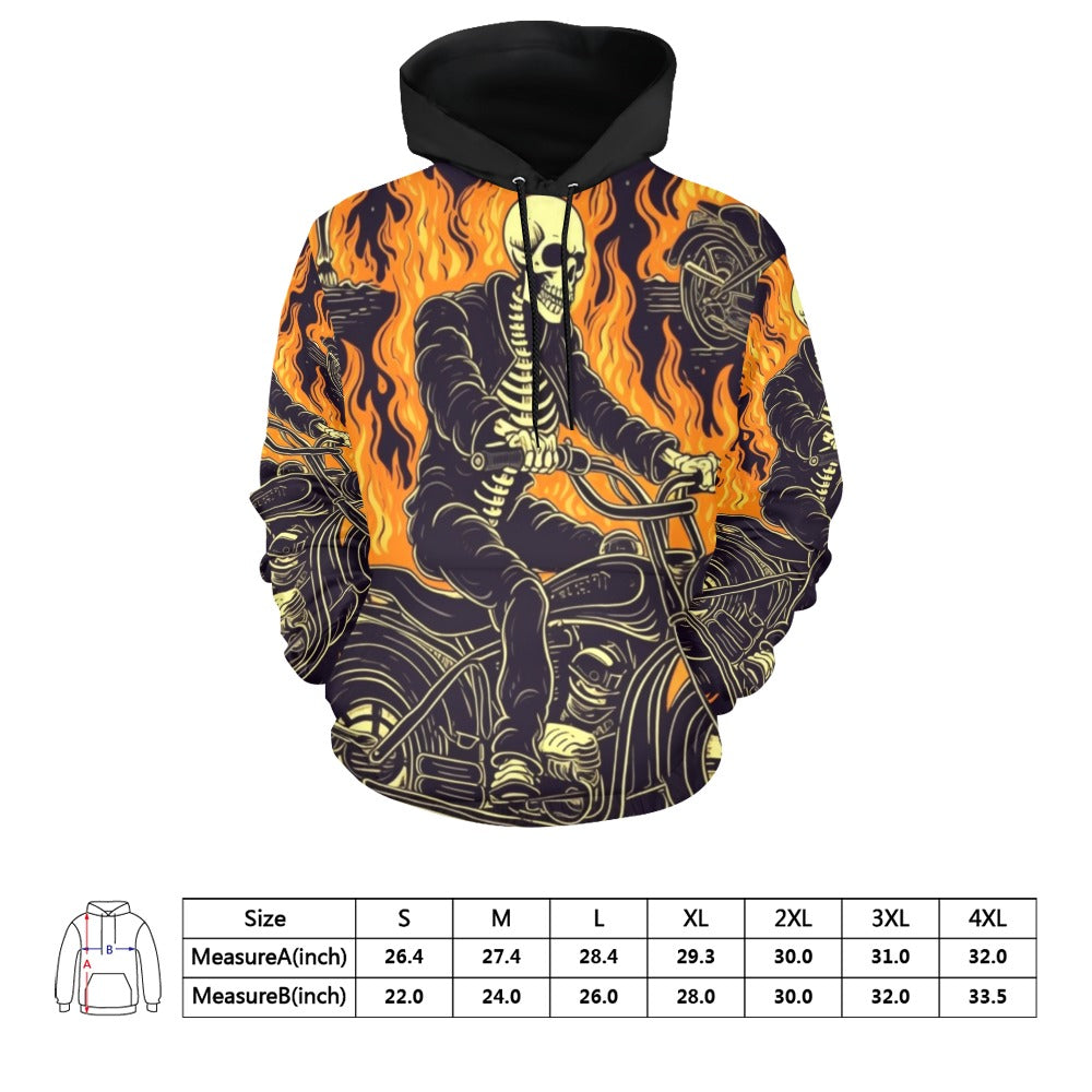 Skeleton Fire Biker Hoodie