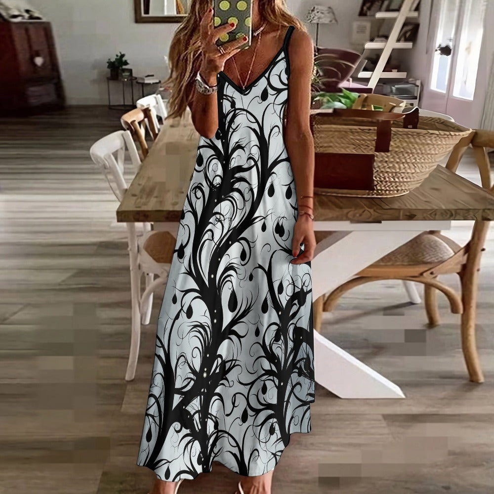 Dark Vines Sling Ankle Long Dress