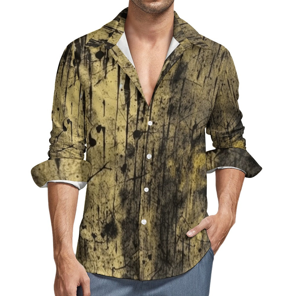 Gothic Distress Style Casual One Pocket Long Sleeve Shirt