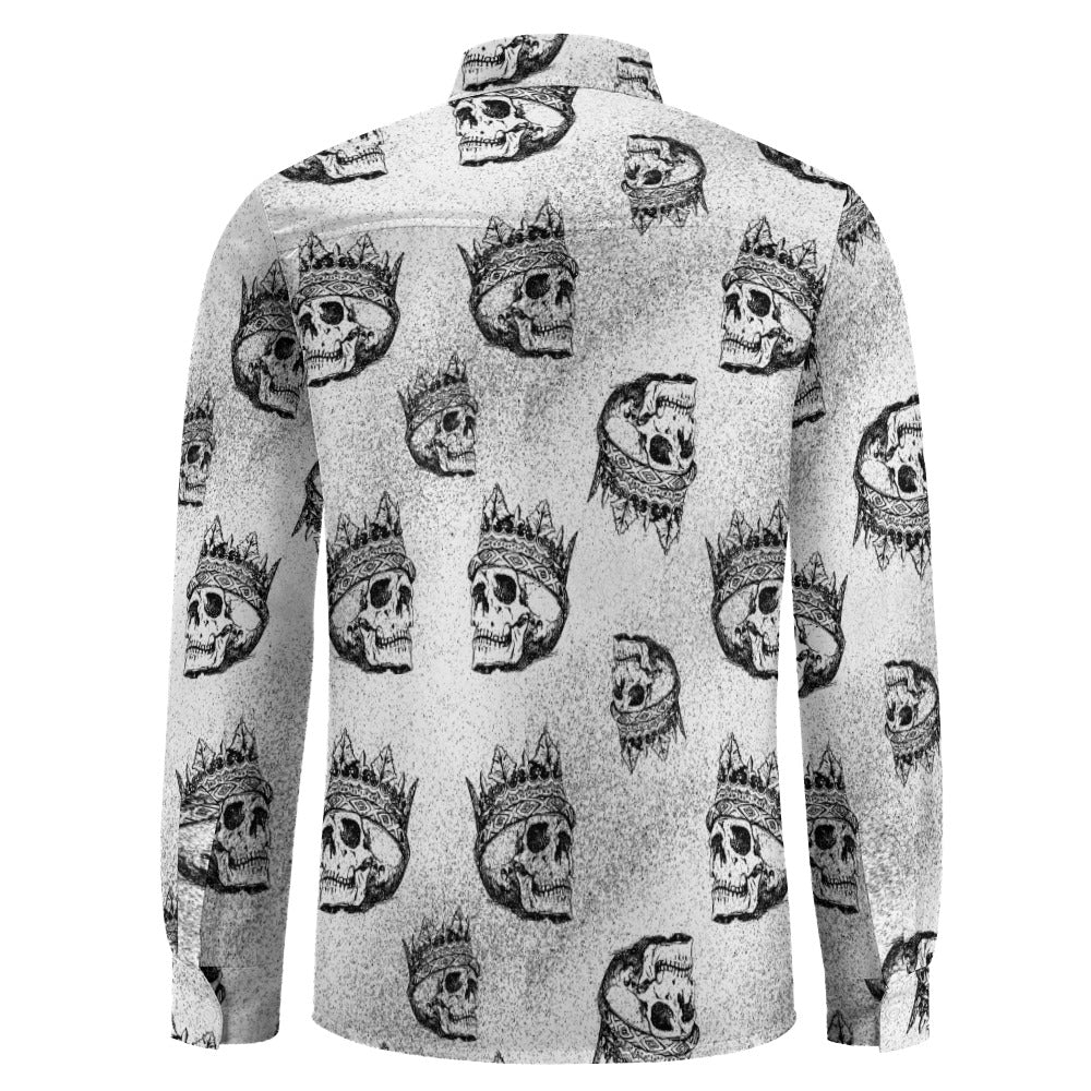 Crowned Skull Casual One Pocket Long Sleeve Shirt