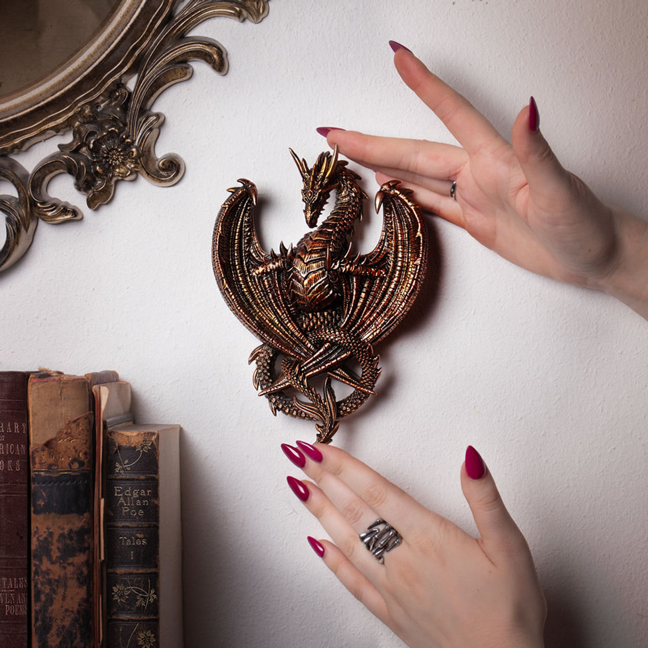 Antiqued Metallic Dragon Ornament