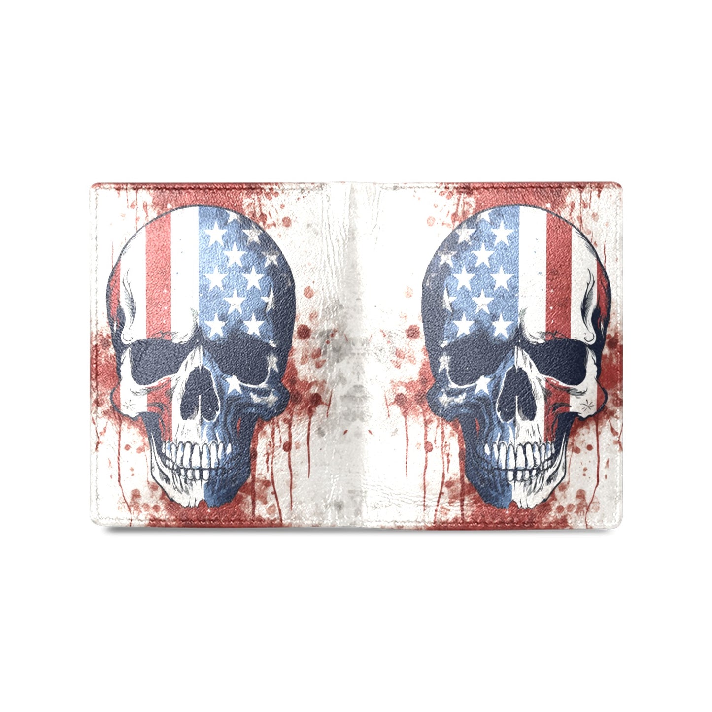 Red White And Blue Skull Leather Wallet