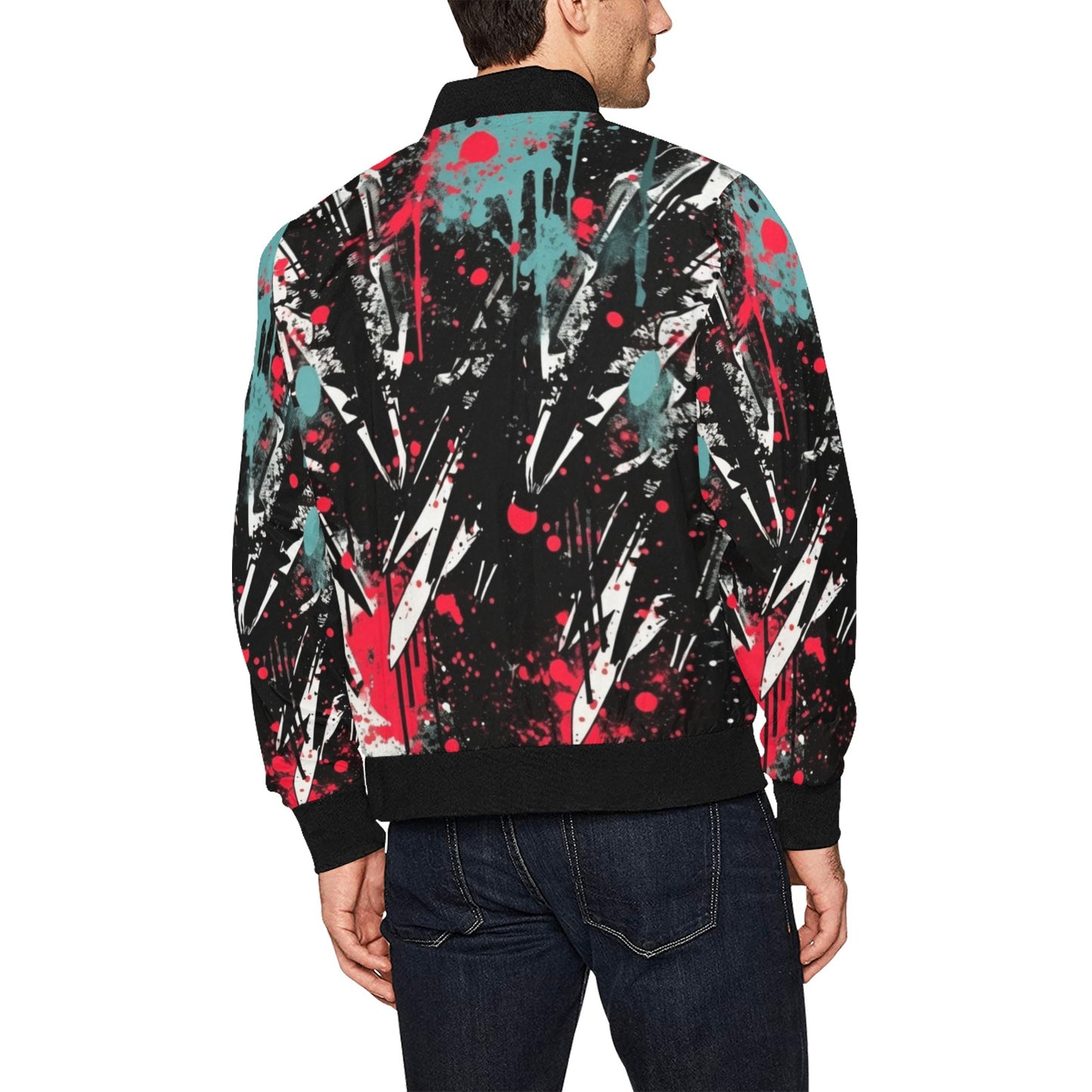 Splattered Pattern Bomber Jacket