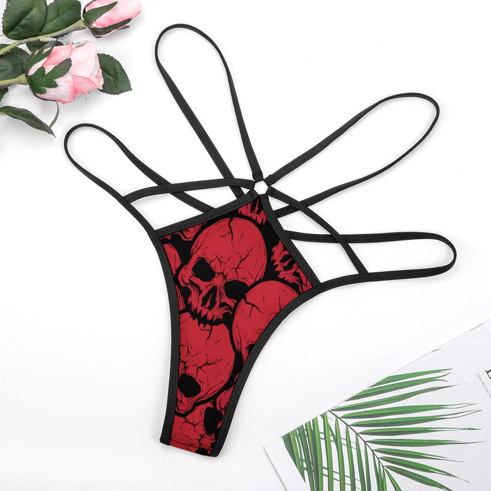 Red Skulls T-back Thong
