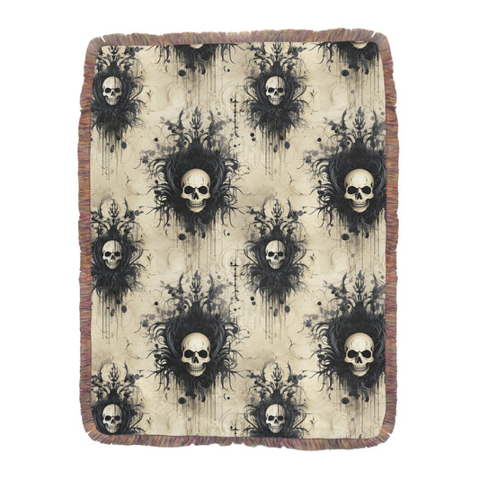 Gothic Skulls Ultra-Soft Mixed Fringe Blanket (60x80 inch)