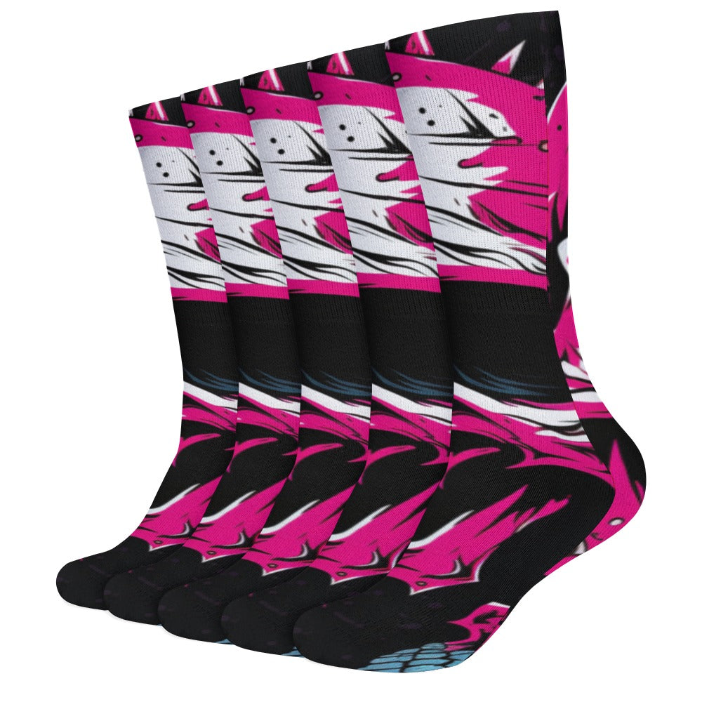 Punk Pink Skull Breathable Stockings (5 Pack)