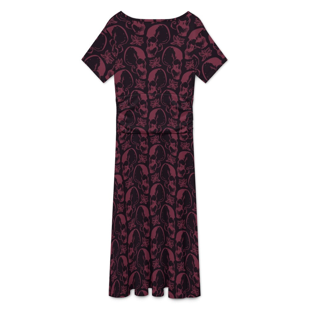 Purple Skulls Short Sleeved Dress