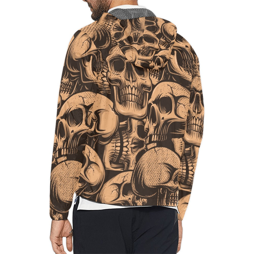 Bronze Skull Hooded Windbreaker