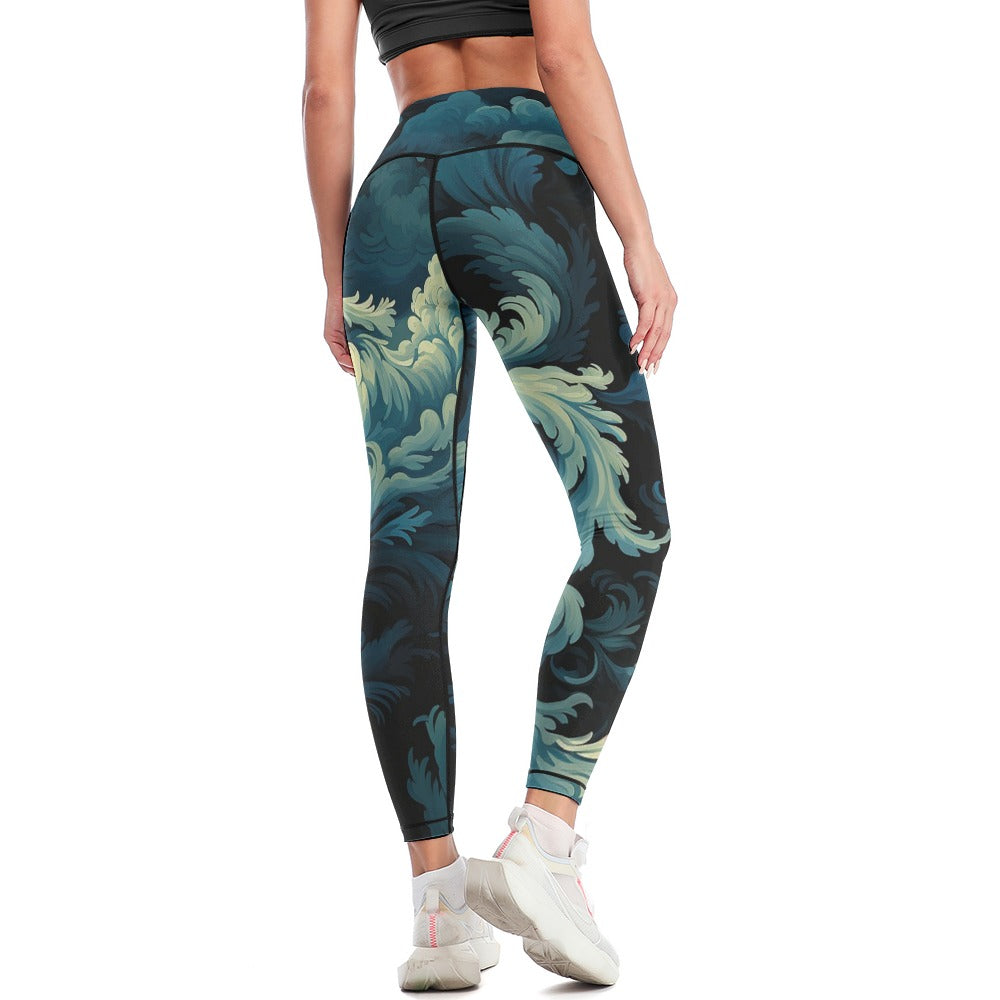 Blue Waves Yoga Pants