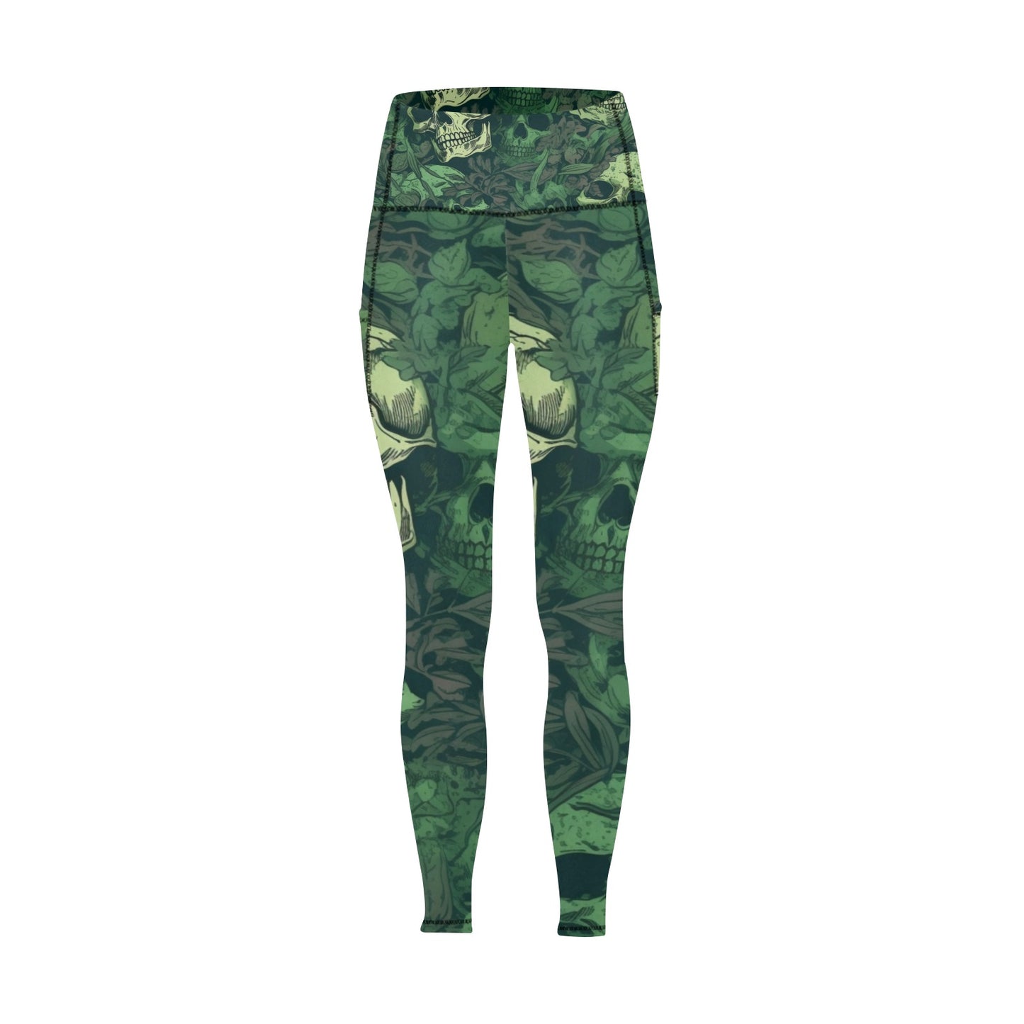 Green Skulls Leggings with Pockets