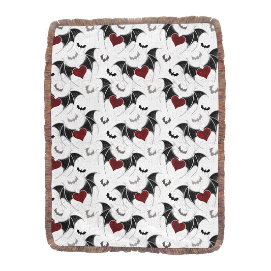 Bats And Hearts Ultra-Soft Mixed Fringe Blanket (60x80 inch)