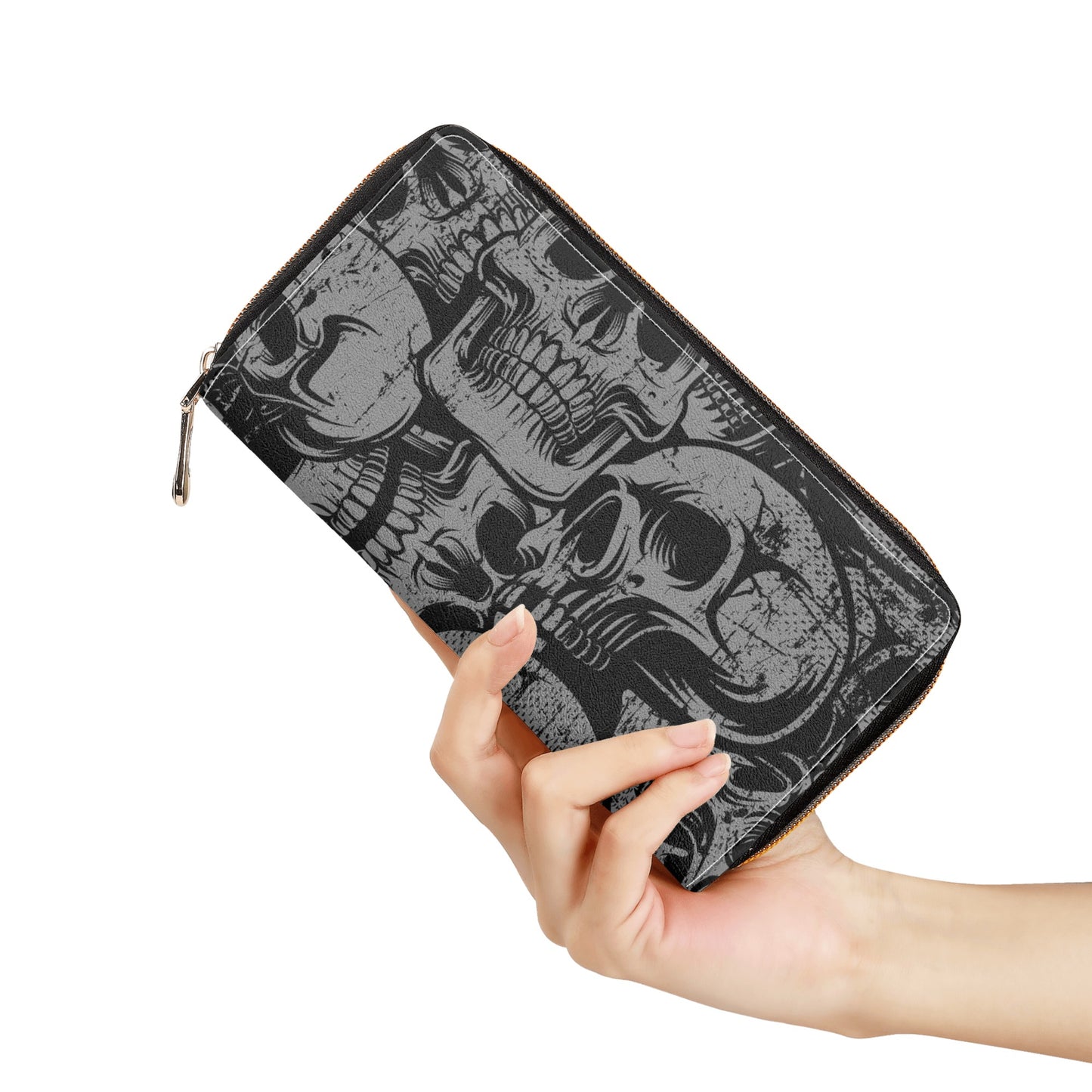 Silver Skulls Zipper Wallet