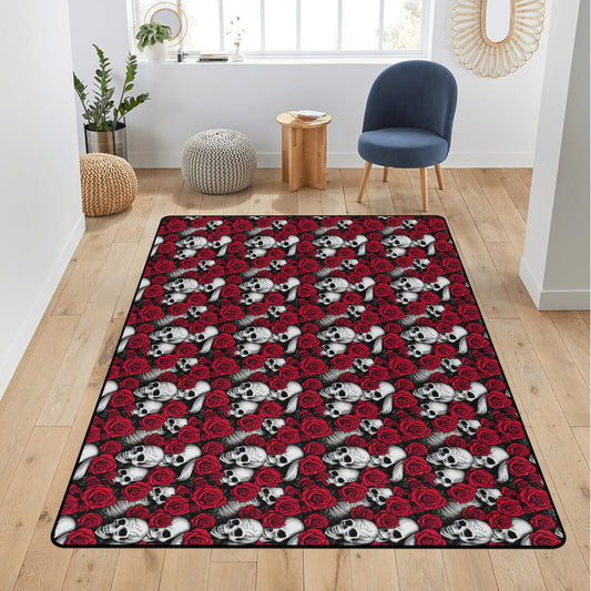 Skull And Roses Living Room Rug